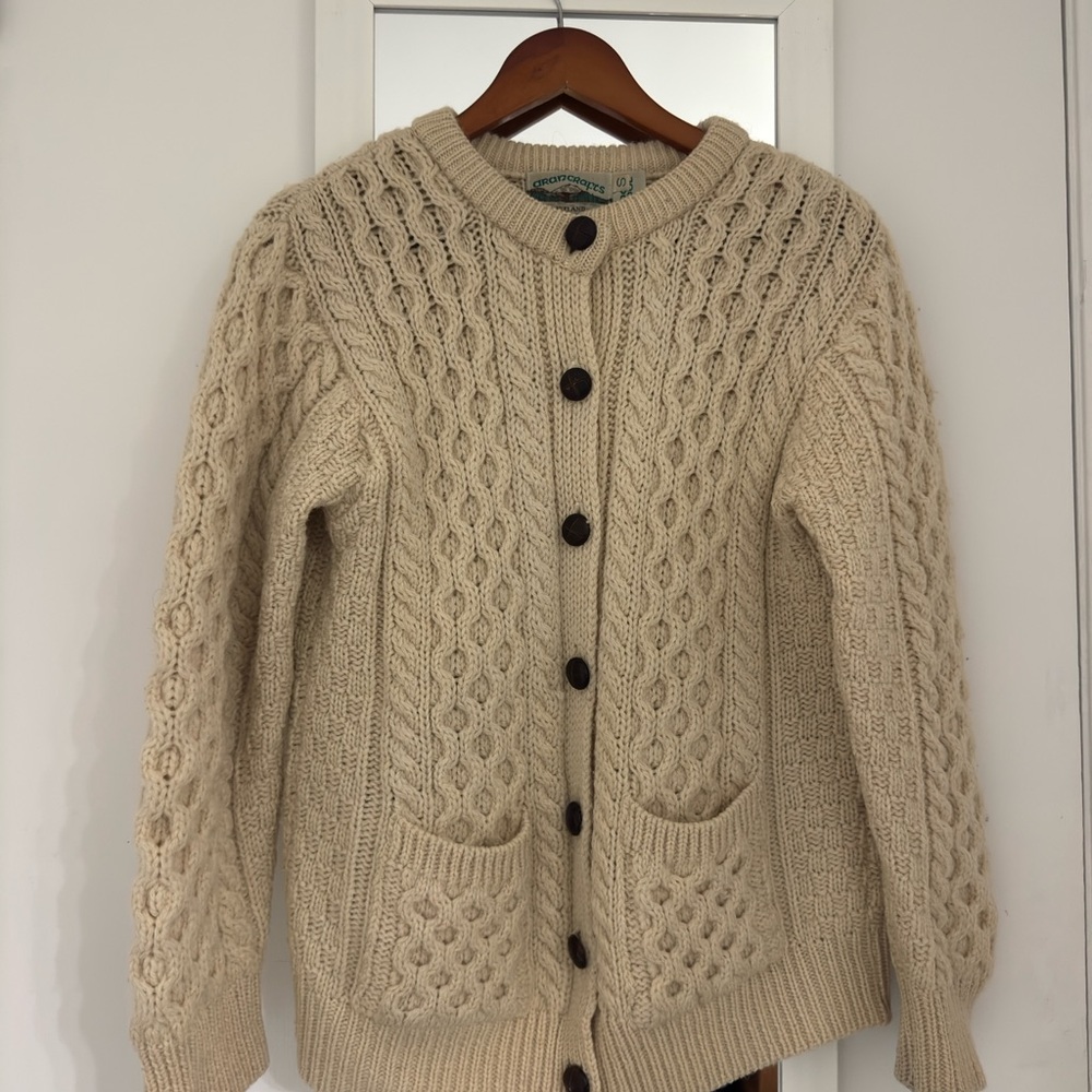 Aran Crafts Cream Cable Knit Cardigan